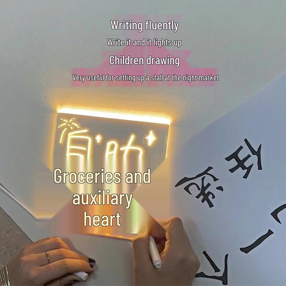 Erasable LED Luminous Acrylic Writing Board - Transparent & Fluorescent Blackboard/Whiteboard for Desktop Advertising.