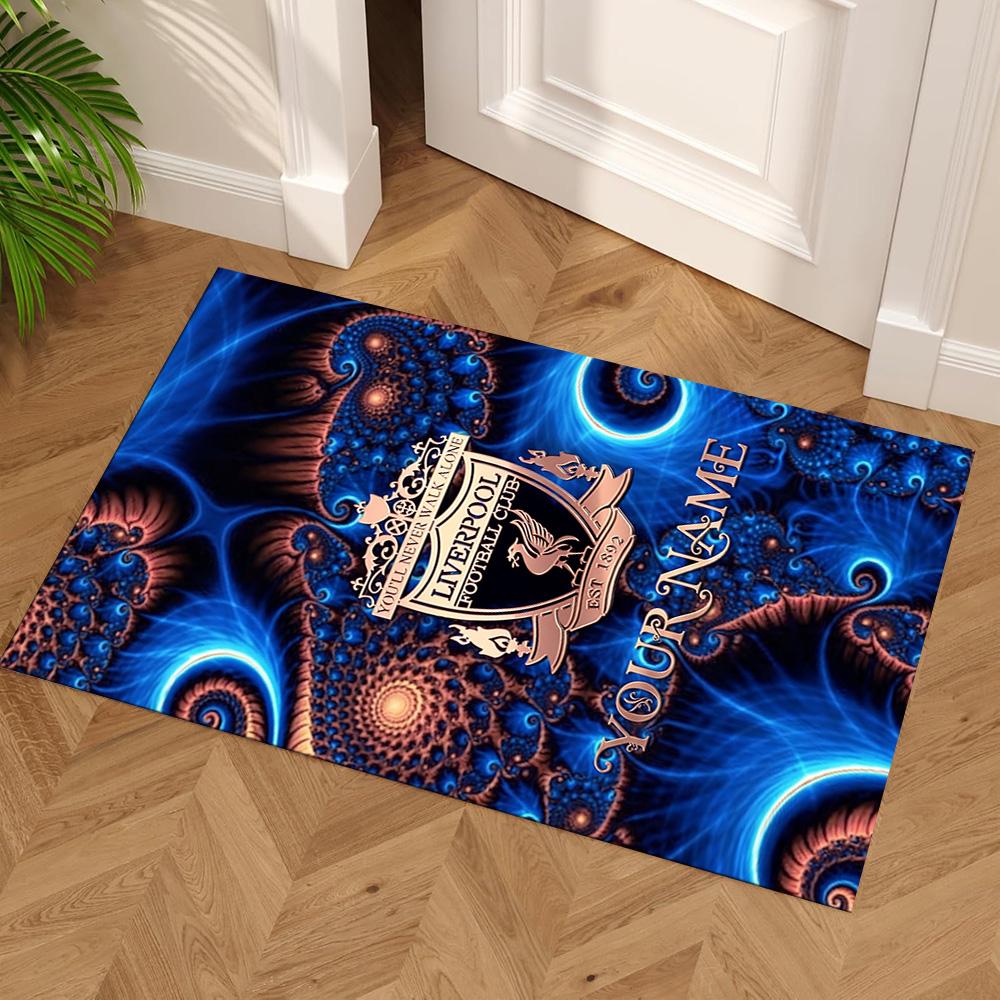 Liverpool Customize Text Floor Mat Perfect for Study Room Dining Room Decorate Room Foyer Anti-slip Rug Decorate Offices Gift for Festivals
