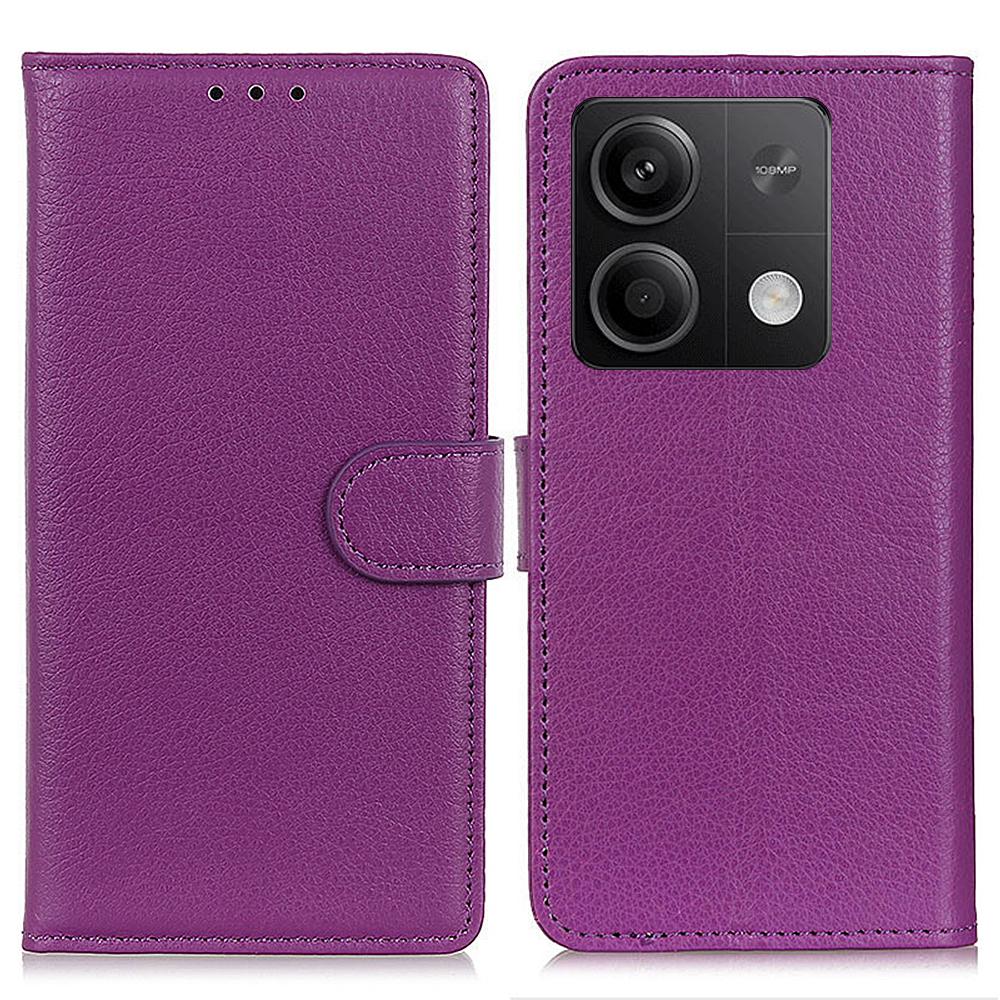 

For Xiaomi Redmi Note 13 5G/13 5G (China) Case PU Leather Litchi Texture Flip Wallet Phone Protector Purple