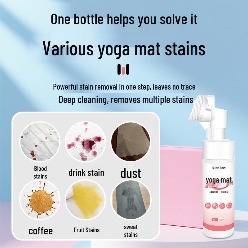 Nine Rows Yoga Mat Cleaner: Removes Stains, Oil, and Black Spots - No Disassembly or Water Needed.