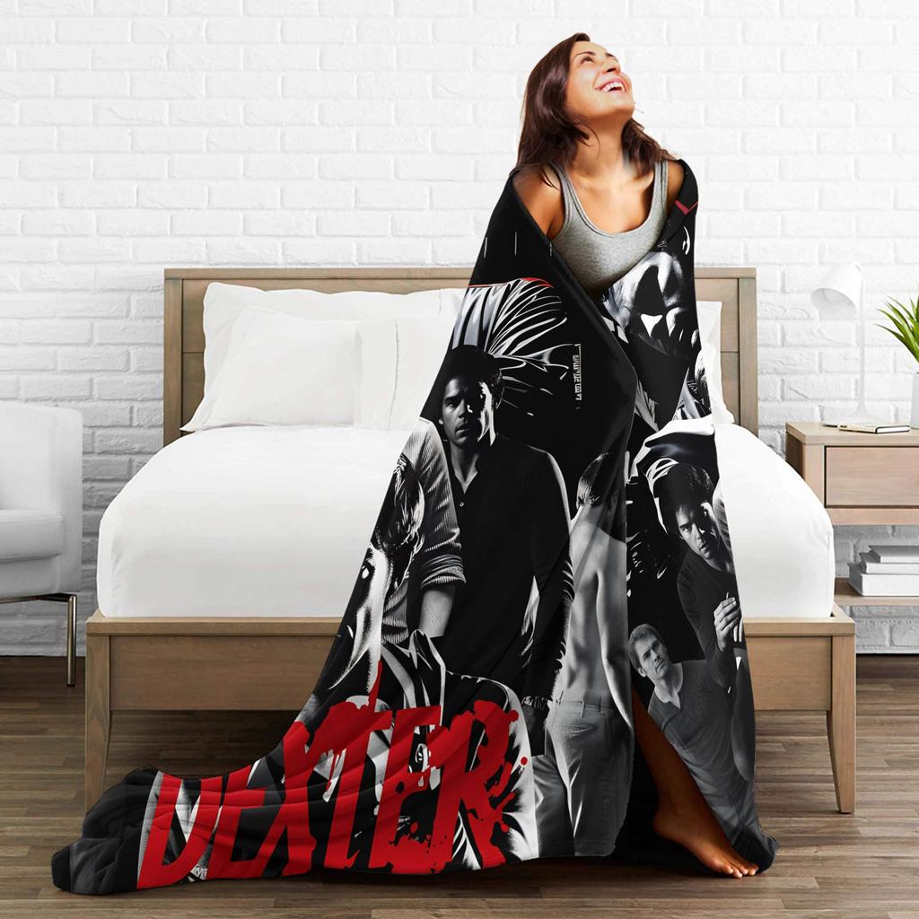 Dexter Morgan Blood Never Lies TV Show Poster Warm Cozy Blanket Travel Car Bedding Throws Flannel Bedspread Sofa Bed Cover