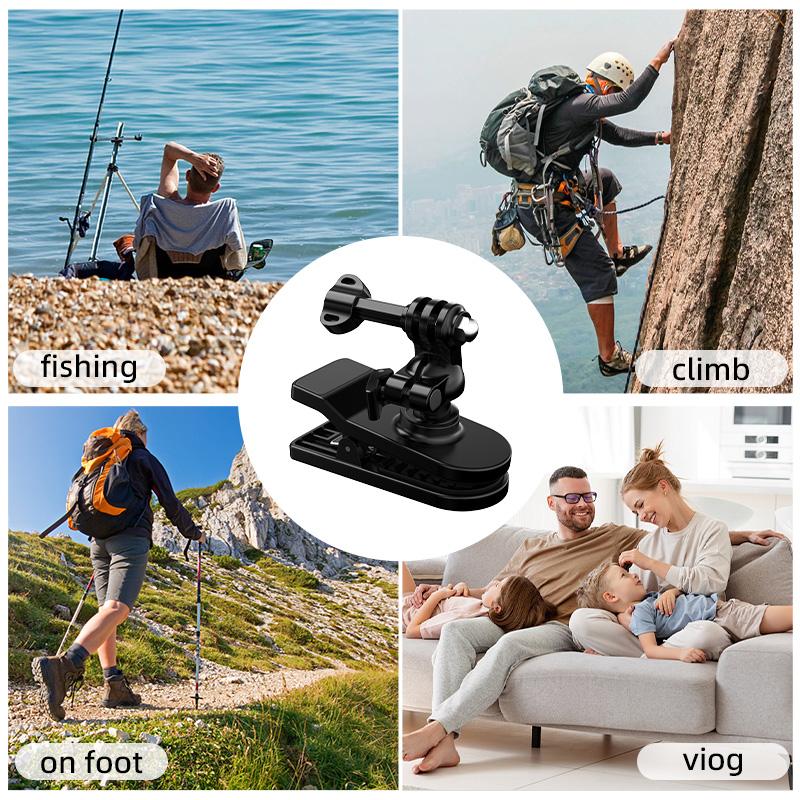 For GoPro/DJI/Insta360 Action Camera 360 Degrees Rotation Backpack Clip Camera Mount Bracket
