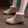 Pu Leather Ankle Women Fashion Boots Winter New 2025 Trend Leopard Print Wedges Designer Short Plush Warm Cozy Women Shoes Mujer