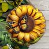 Rustic Wooden Sign with Sunflower & Butterfly Pattern - Spring Theme Decorative Plaque for Outdoor, Home Decor - Ideal Gift for Friend
