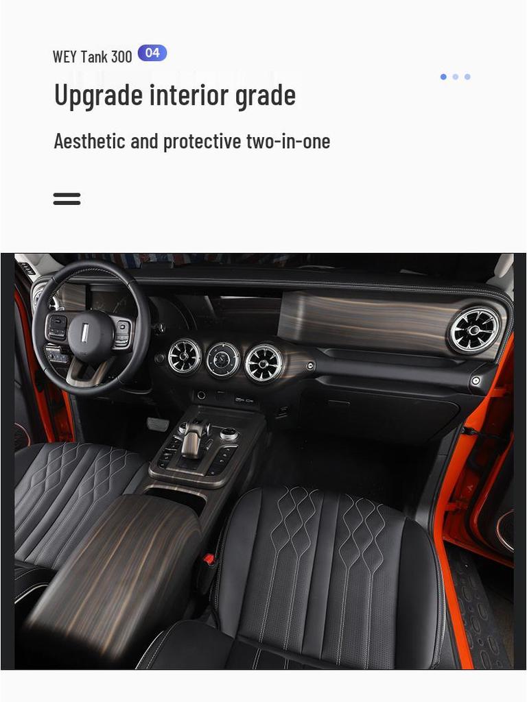 Tank 300 Interior Wood Grain Decorative Stickers for Console, Gear Shift, Air Outlet, and Steering Wheel