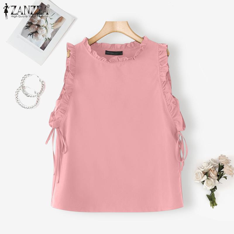 ZANZEA Women Casual Round Neck Solid Color Summer Sleeveless Tank Tops