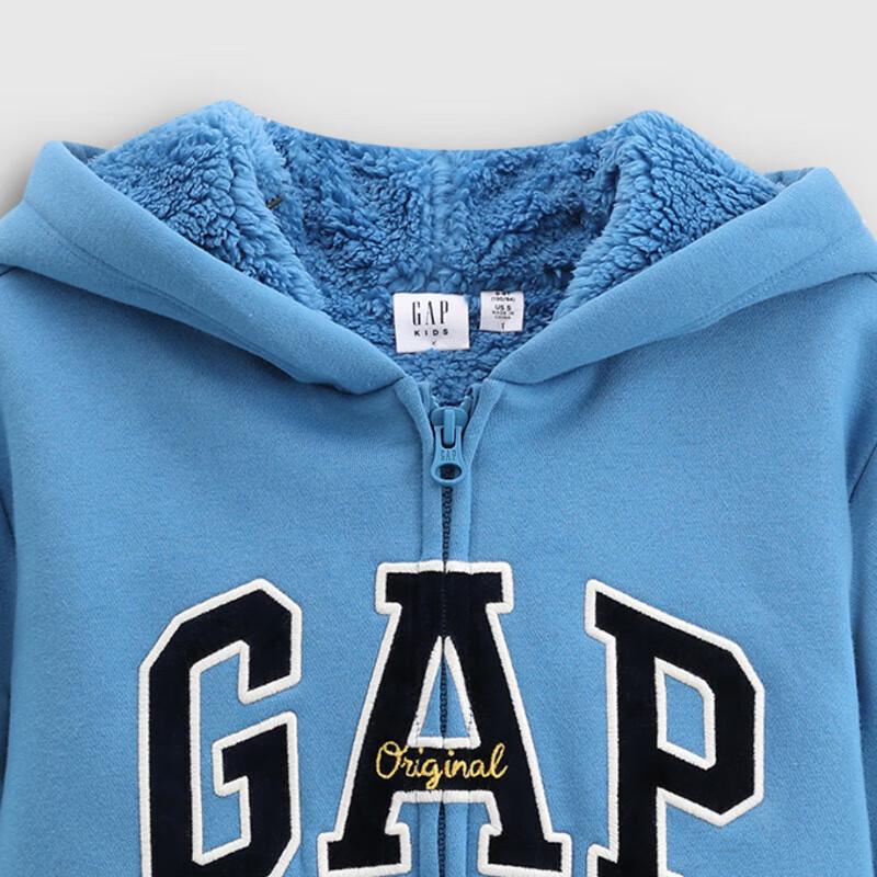 Gap Kids' 2025 Autumn Logo Appliqué Faux Shearling Hooded Sweatshirt