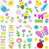 6 Sheets Spring Gel Window Clings,Hello Springs, Flowers, Butterfly Bees, Birds for Spring Decorations, Easter Window Clings Holiday Party