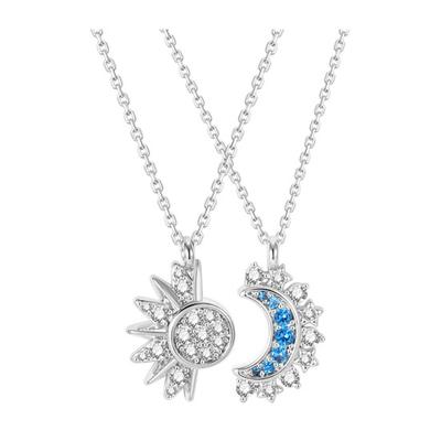 1 Set Zon en Maan Kettingen Koppels Bijpassende Kettingen Strass Zon Maan Hanger Kettingen Cadeau voor Valentijnsdag Jubileum