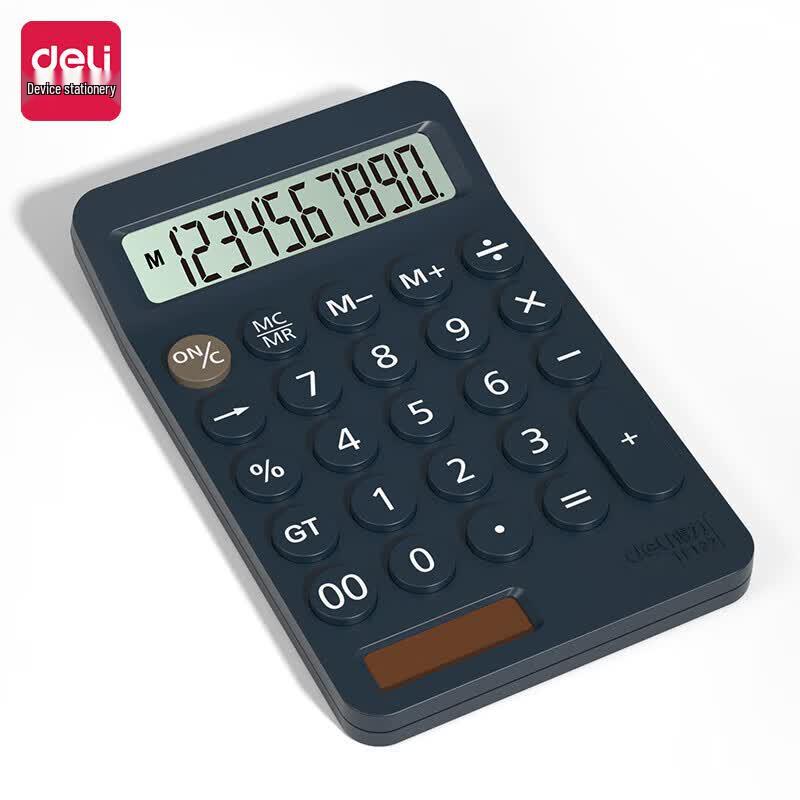 Deli 10-Digit Dual Power Portable Calculator