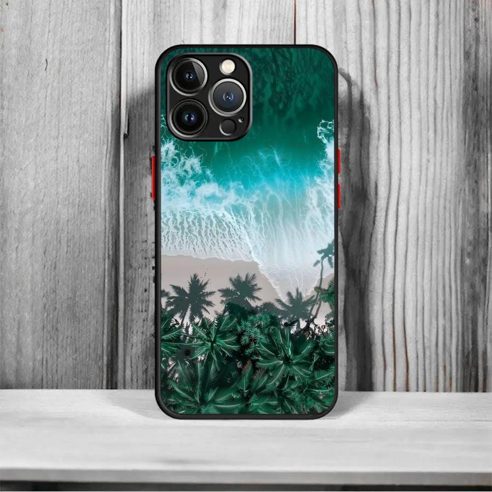 Sea blue Sky beach frosted Shockproof For iPhone 16 15 11 12 13 14 Pro Max X XSMAX Mini Phone Case