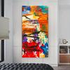 Modern Abstract Poster, Colorful Bar Texture Picture, Red Maya Blue Orange Art, Living Room Home Wall Decor, Canvas Print