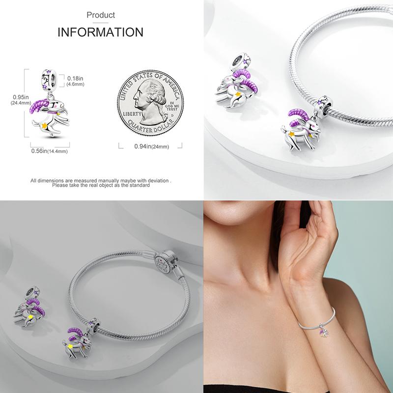 Original Copper Charms Luminous Zodiac Signs Beads Pendants For Women Fit Original Bracelet Necklace Diy Gift