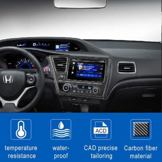 5Pcs For Honda Civic Coupe 2013-15 Carbon Fiber GPS Navigation Panel Cover Trim