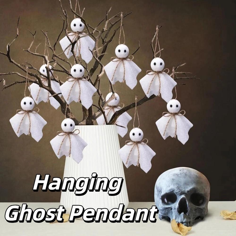 6 Stück kreative Halloween-Hängeornamente Weiße Geister DIY Halloween-Stoffgeister Handgefertigt 3 Zoll Hängender Geist Anhänger
