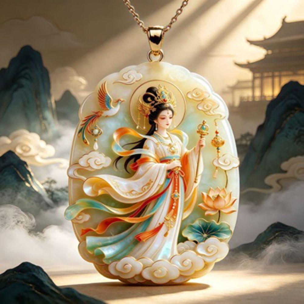 Carved Dragon Pendant Necklace Lotus Flower Lucky Amulet Dragon Pendant Traditional Chinese