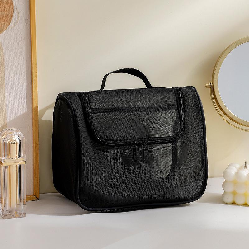 Large Capacity Mesh Makeup Bag Portable And Lightweight Durable Polyester Fiber Makeup Storage Bag With Zipper Easy To Care Fo
