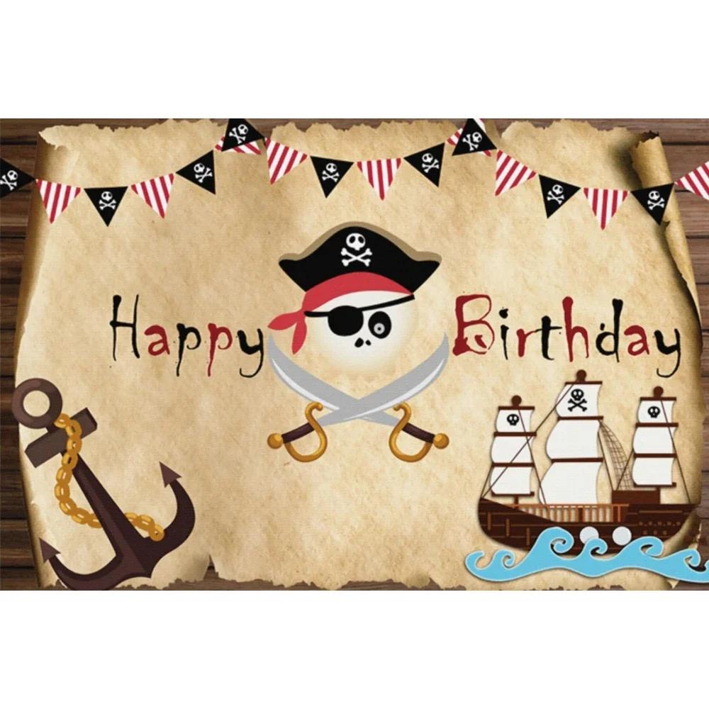 Pirate Treasure World Map Backdrop – Sailing Theme For Boy S Kids Birthday Party, Photography Studio Decor Banner-Tapestry 85x75cm