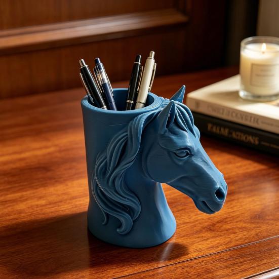 Portapenne a Testa di Cavallo Stampato in 3D Organizzatore da Scrivania Pratico per Matite Pennarelli Decorazione Creativa per Ufficio Casa Regalo Unico per Studenti