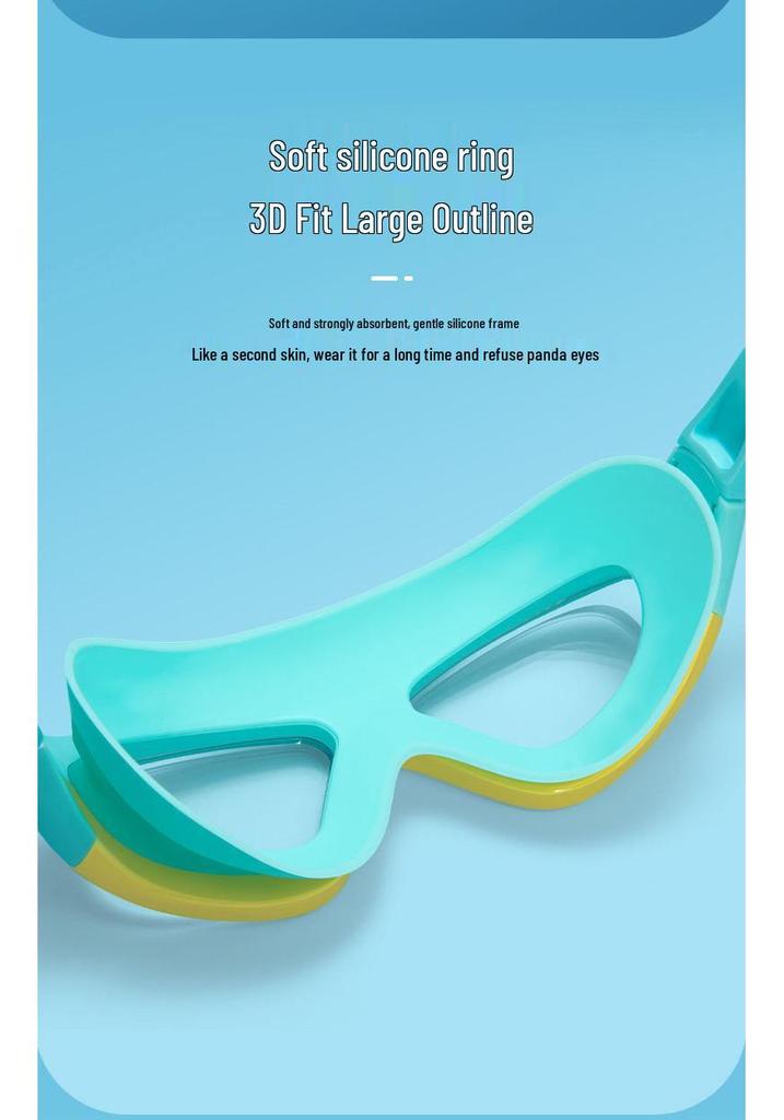 Kids' Waterproof & Anti-Fog HD Swim Goggles with Earplugs - Stylish Unisex Large Frame Diving Goggles