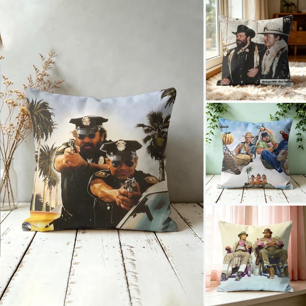 Tterence Hill Bud Spencer Cushion Cover Square Short Plush Pillow Case Living Room Sofa Home Decor Funda X