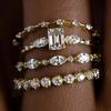 Huitan Fashionable 4Pcs Cubic Zirconia Set Rings for Women Luxury Gold Color/Copper Color Wedding Trendy Zircon Drop Shipping