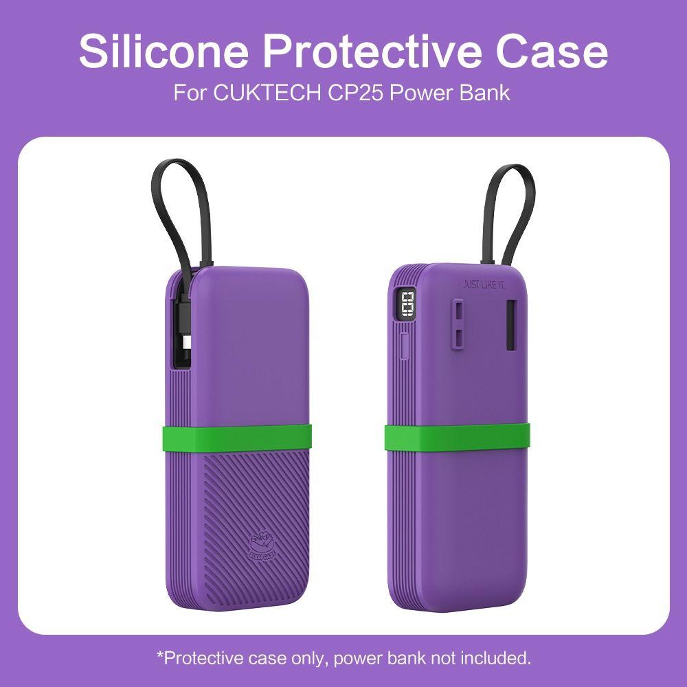 Solid Color Silicone Case Shockproof Carrying Case for CUKTECH CP25 20000mAh Power Bank 55W Travel