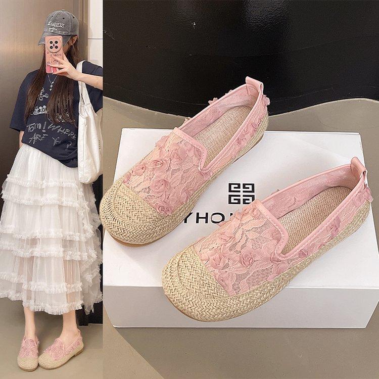 [Youshilai] Xiaoxiangfeng fisherman shoes women's 2025 summer new Korean version flat-bottomed versatile hollow single shoe mesh yarn