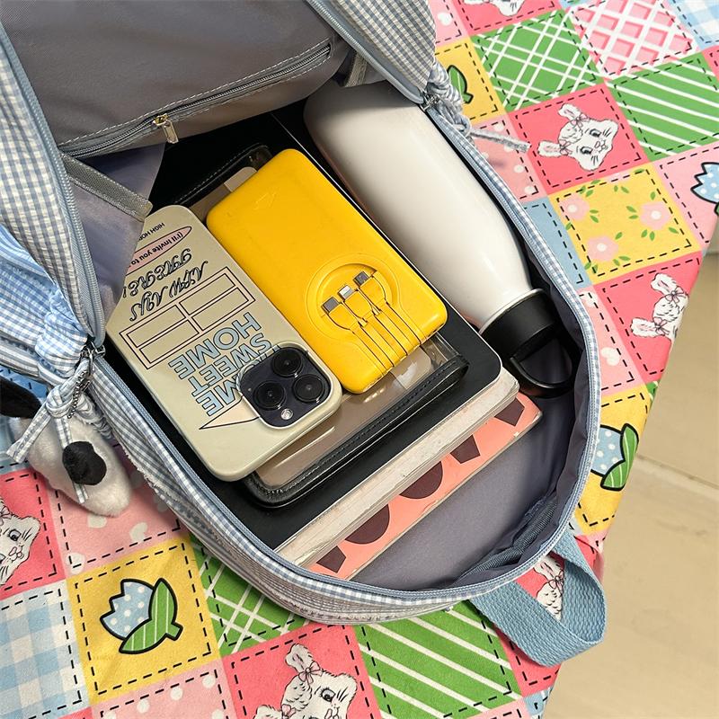 Large Capacity Women's Backpack Striped Student Schoolbag
