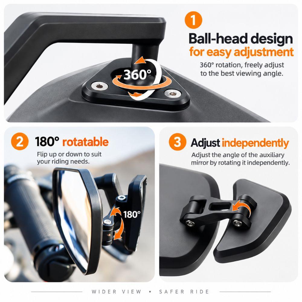 ABS Frame Bike Handlebar Mirror Glass ,Acrylic Handlebar Mirror 15 To 22mm Handlebars