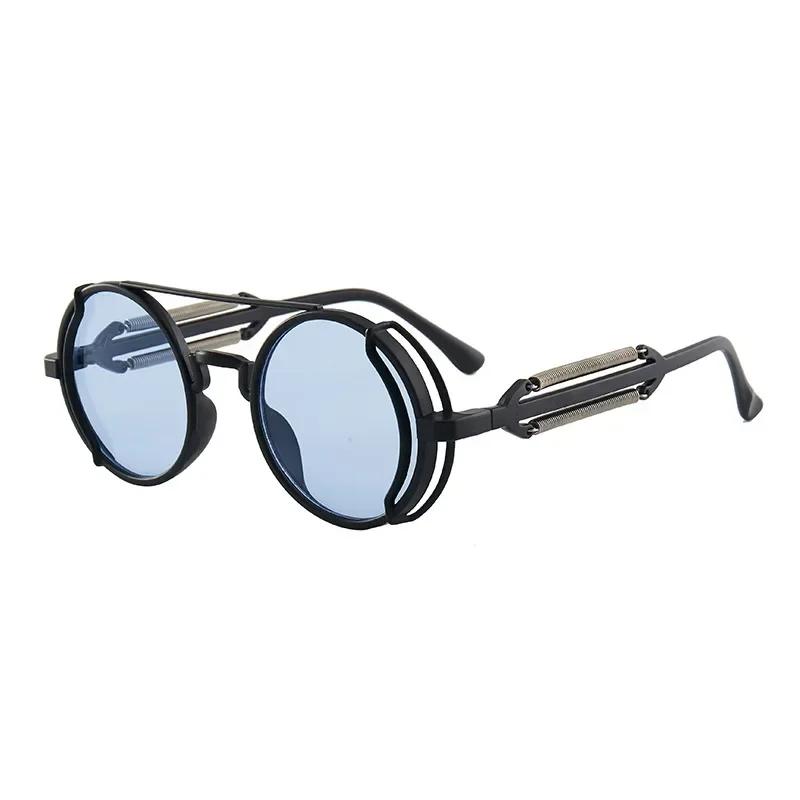 Vintage Punk Round Frame Sun Glasses Men Steampunk Sunglasses Brand Designer Women Eyewear Uv400 Outdoor Sports Driving Google
