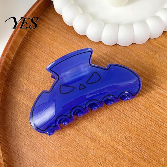 Halloween Themed Hair Clip High Elasticity Spring Claw, Translucent Jelly Texture Shark Clip, Claw for Women Pumpkin-Bat Design Back Head Daily
