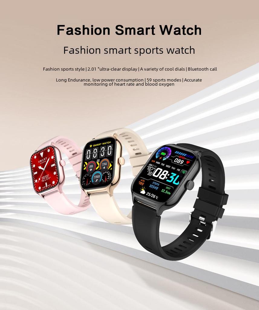 Z49 gtS4 Bluetooth Smart Watch Bracelet - 2.01" Screen with Sports Mode and Heart Rate Monitor
