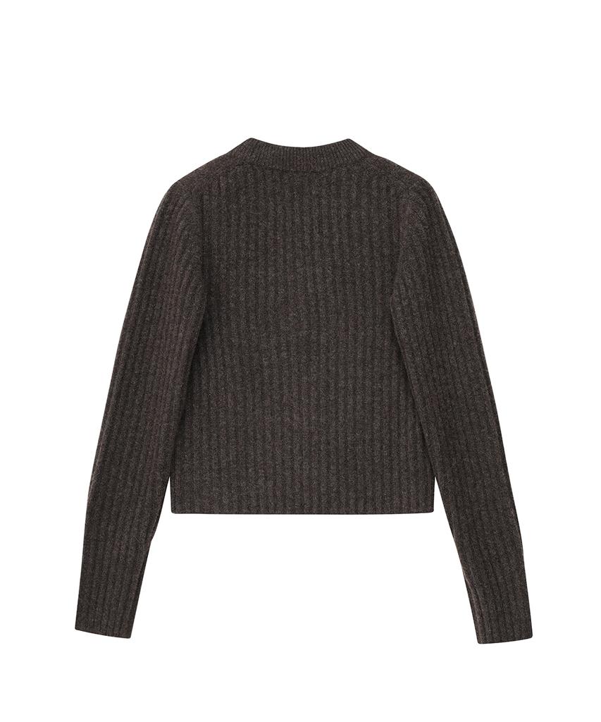 NOIRER FOR WOMAN Camel Slim Fit Ribbed Sweater (Brown)