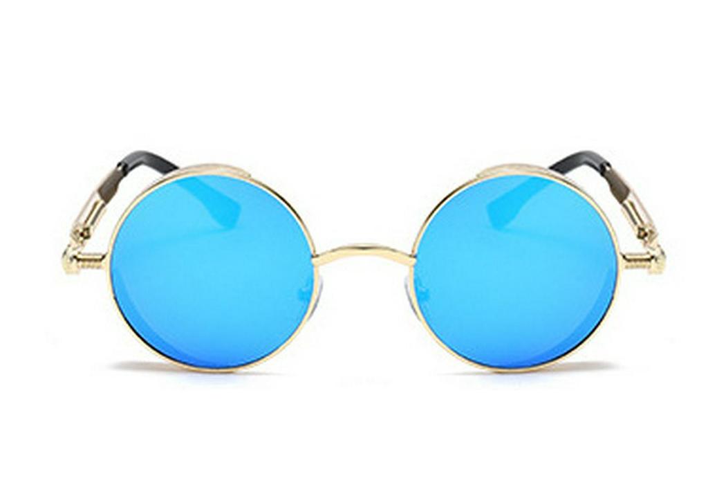 Versatile European-American Steampunk Metal Sunglasses with Spring Legs - Model 58028