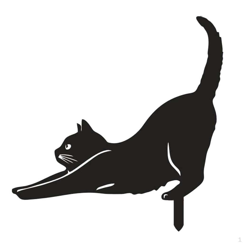 Black Cat Stake Garden Statue Decor Lovers Gifts Stainless Steel and Lawn for