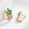 Wbmqda  Green Crystal Flower Drop Earrings For Women 585 Rose Gold Color Natural Zircon Setting Wedding Party Jewelry