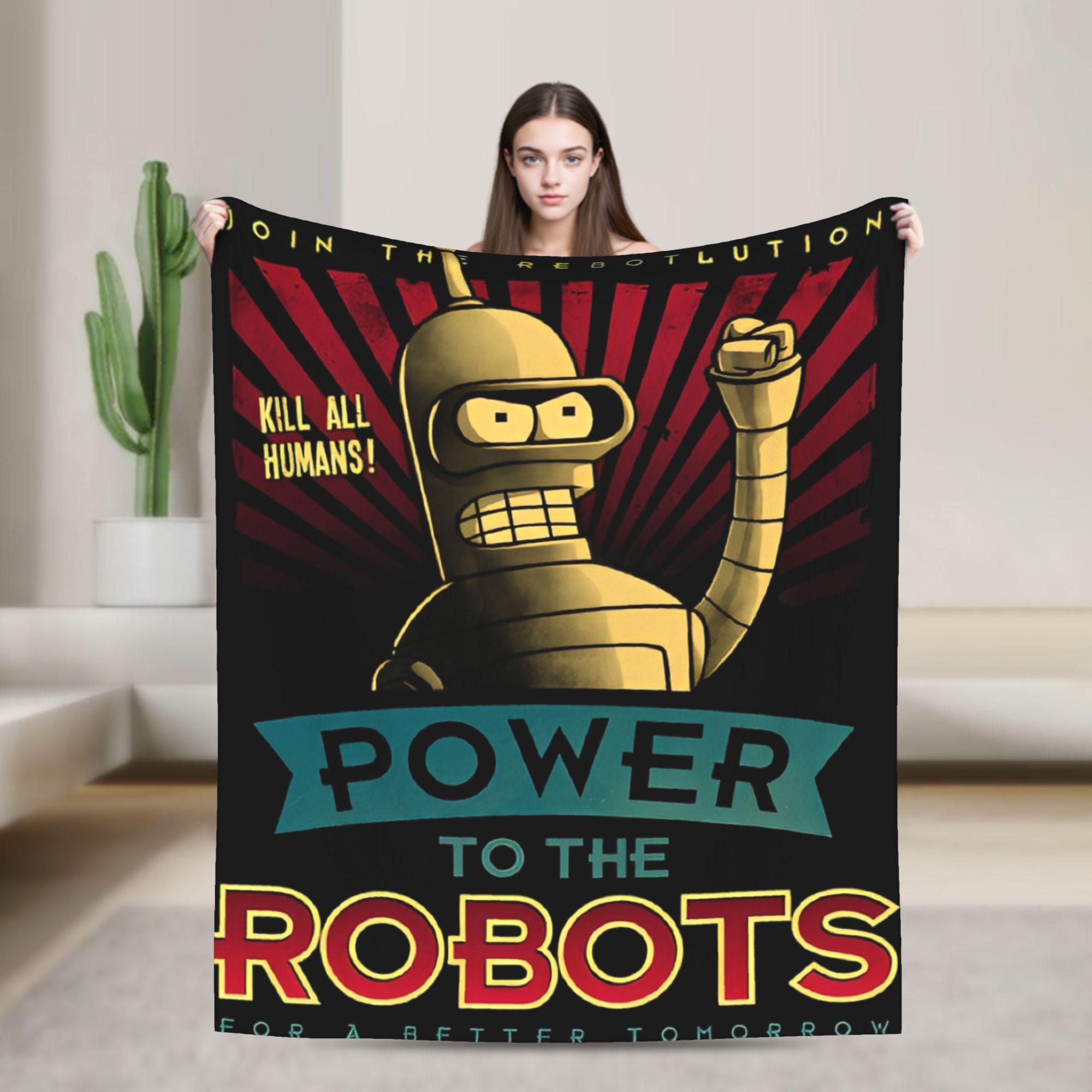 

Bendered Robot Fry Leela Cartoon Fleece Blanket Planet Express Novelty Throw Blanket for Home Hotel Sofa 150*125cm Ultra-Soft 75x90cm