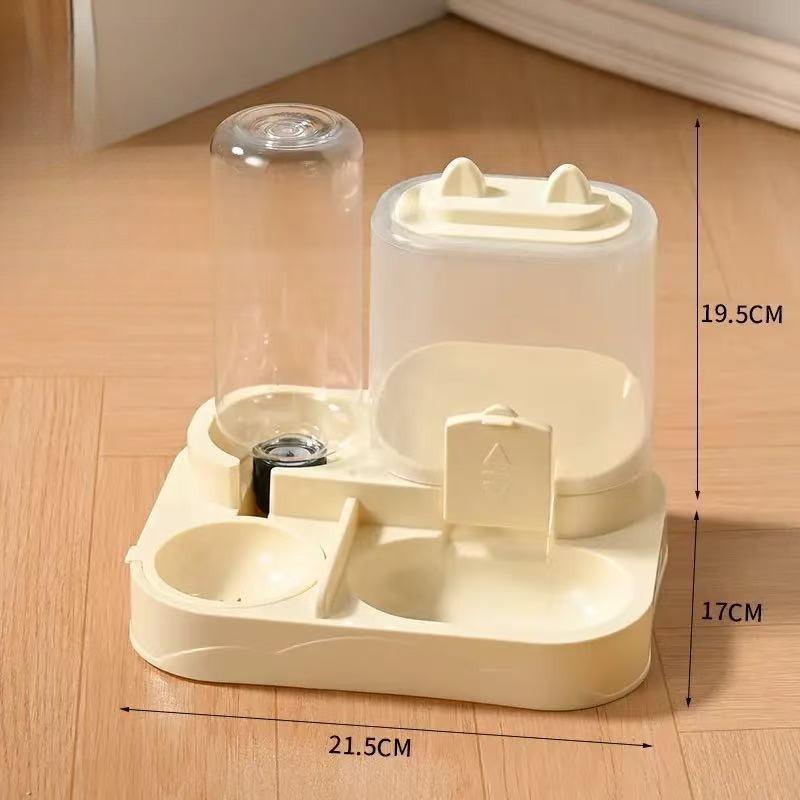 

1 Set of Water Dispenser 2-in-1 Automatic Feeder with Controllable Food Amount for Small Animal Pets Rabbits Cats Dogs Feeder Bowl with Drink Bottle 21.5x17x19.5cm жовтий