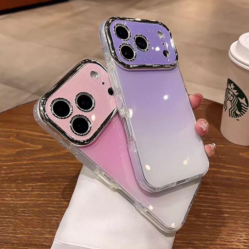 Compatible with Apple iPhone 17 Pro Max Glitter Gradient Protective Case iPhone 16 Large Window 15 Jelly Cover