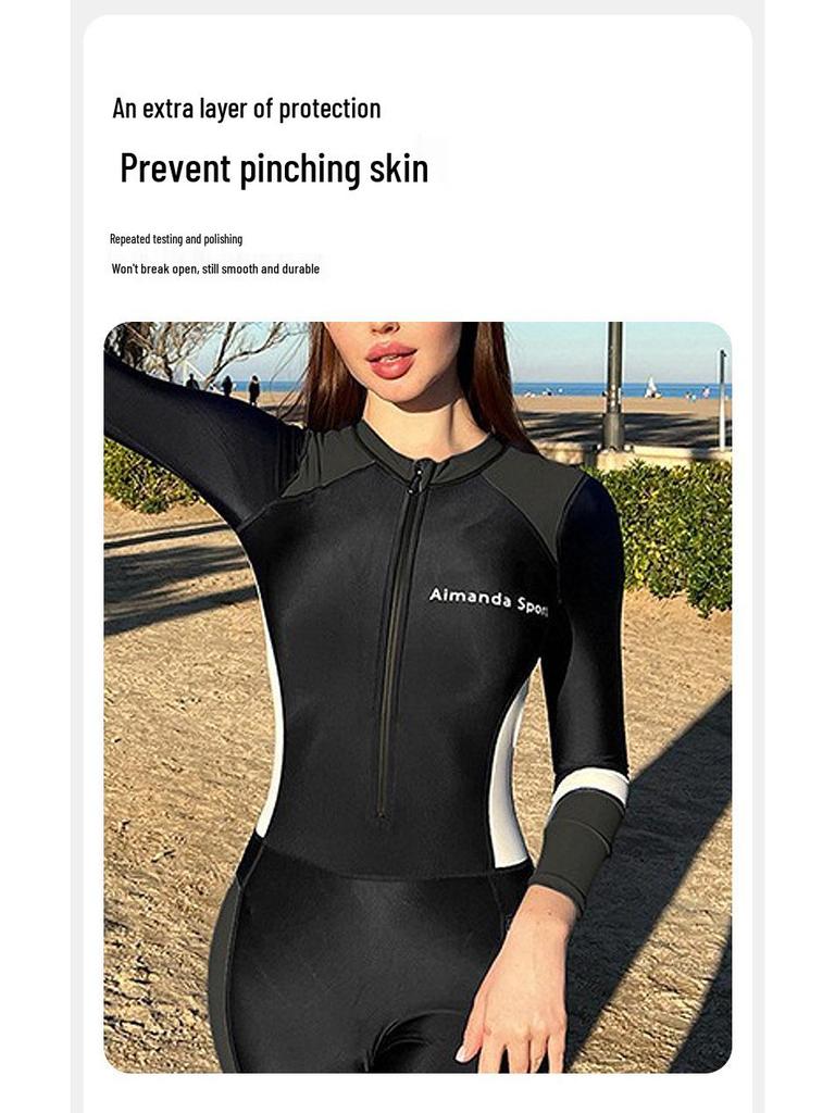 2024 Two-Color Women's Slimming High-Waist One-Piece Surf & Dive Swimsuit