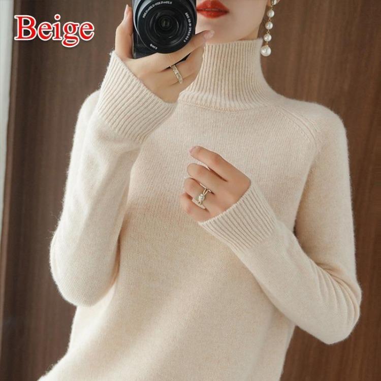 Womens Pure Cashmere Wool High Neck Knit Sweater Pullover Autumn Winter Ladies Turtleneck Pull Femme Warm Soft Casual