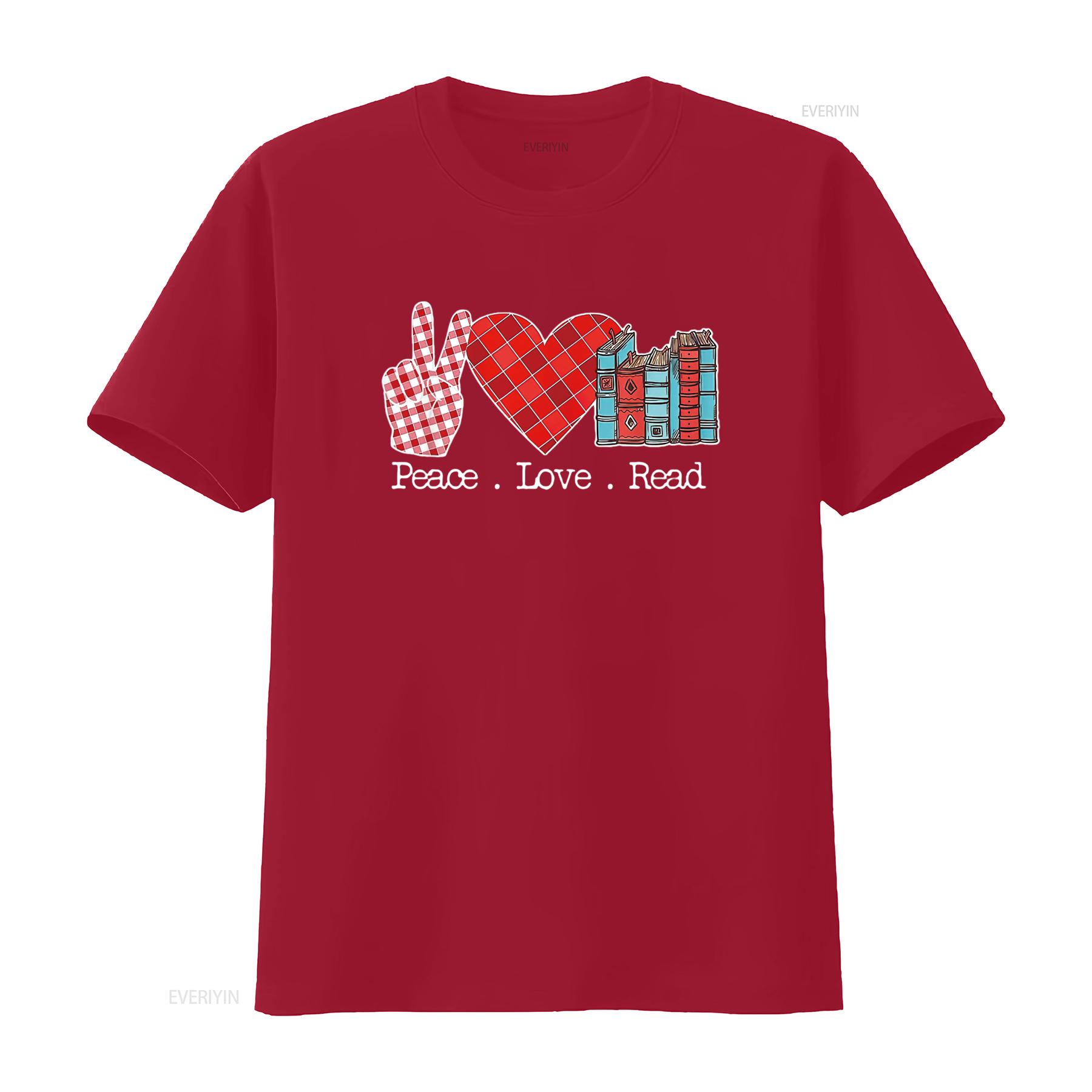 

Peace Love Read Teacher Reading Books s T Shirt Women s Stylish Summer Tops with Cool vintage Washed Soft Stretched Comfortable S