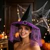 Lightweight Fabric Witch Hat Steeple Halloween Hat, with Lace Edge, Pointed Breathable Headwear, for Cosplay Party Costume Performance
