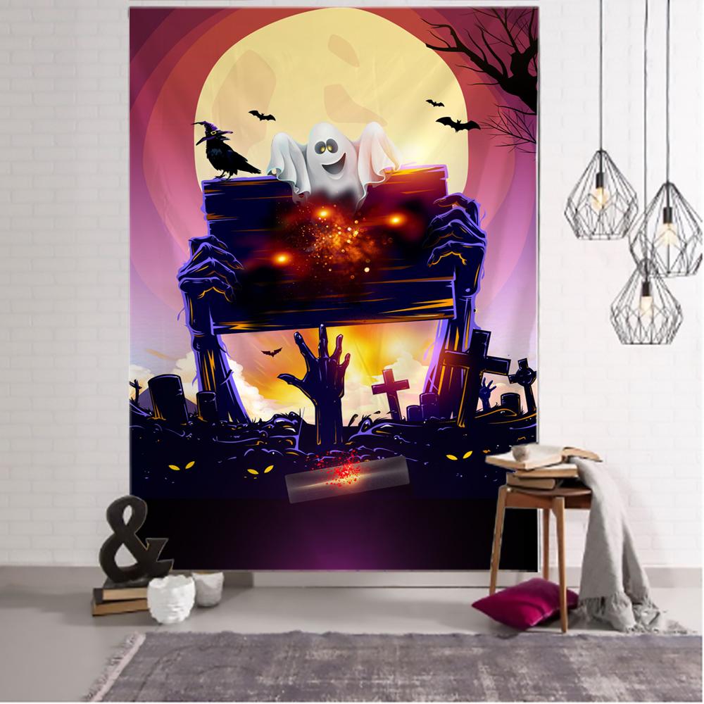 

2020 гобелен на Хэллоуин, милый забавный мультяшный узор, украшение для детской вечеринки, ведьма, тыква, богемный психоделический тапиз, колдовство 230x180CM