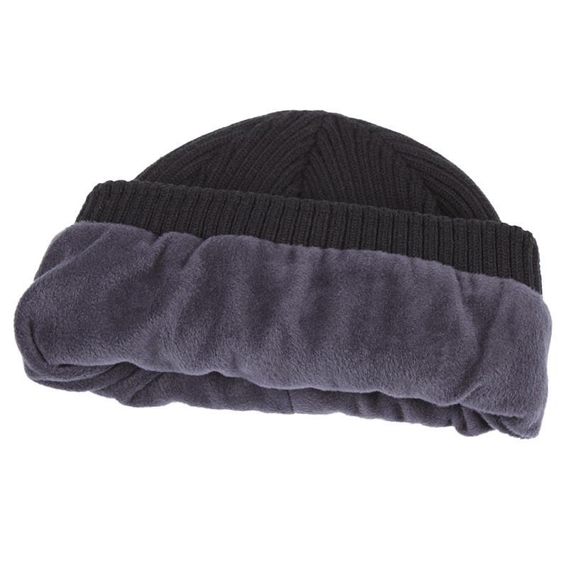 Gestrickte Mütze für Herren Damen Winter Wärme Winddicht Fleece Einfarbige Freizeitkleidung