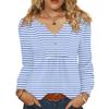 Women's Fashionable Casual V-neck Blouse Button Long-sleeved Pullover T-shirt Top