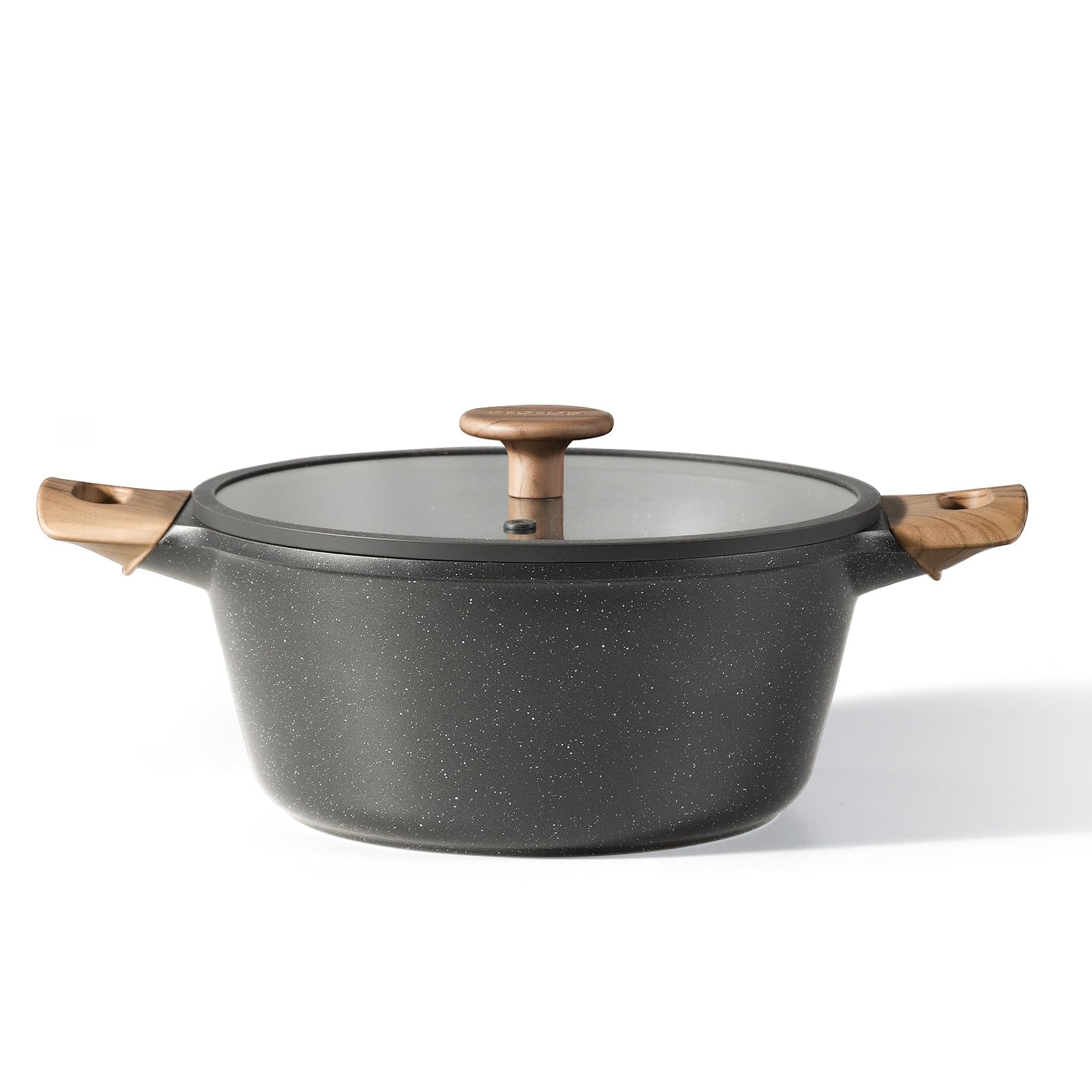 

CAROTE 20cm Tabletop Pot with Handles, IH & Gas Stove Compatible, PFOA and other harmful substances free, 5-layer marble coating, non-stick, easy to c