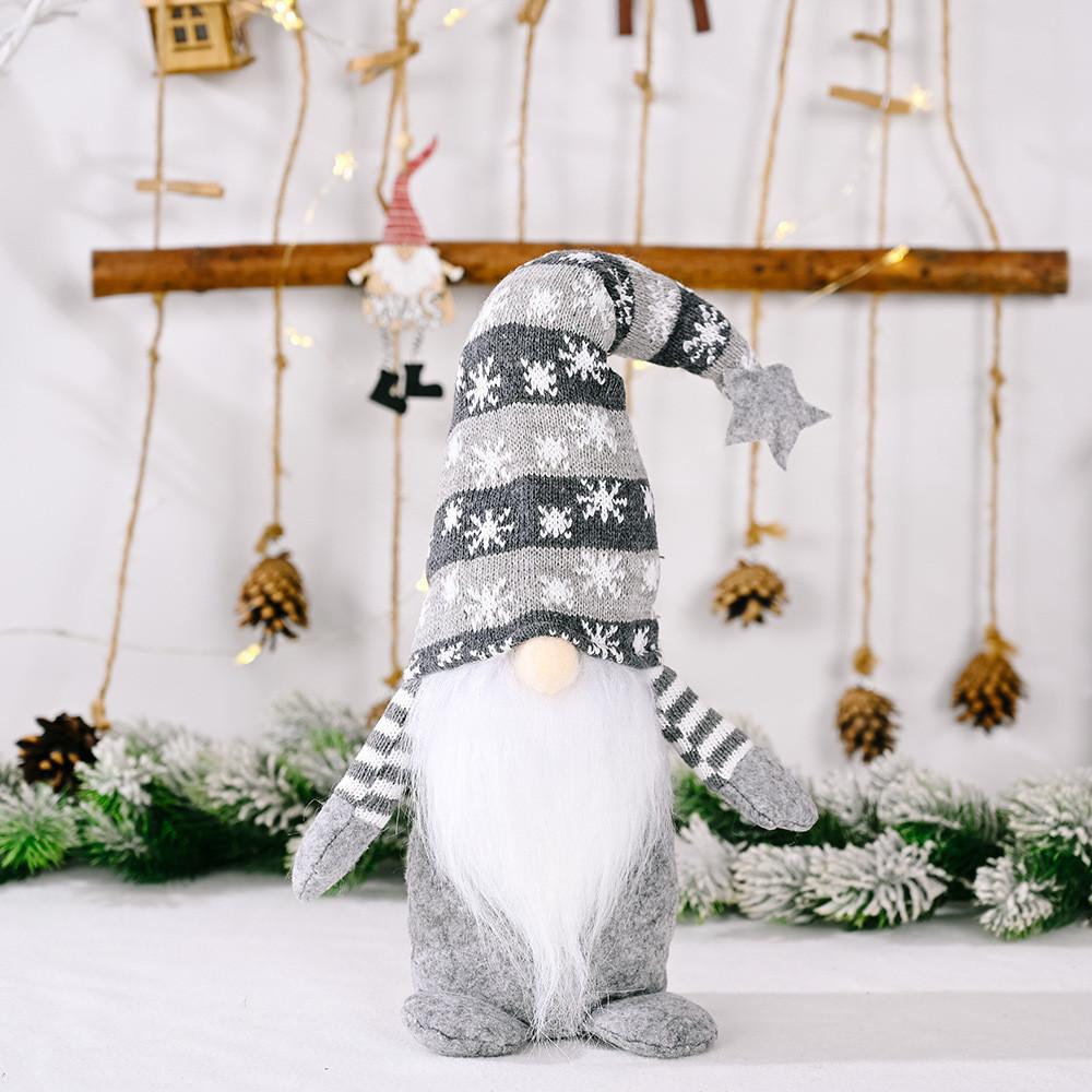 

Christmas Decoration Cozy Star Snowflake Knit Hat Doll Figure Rudolph Plush Toy Gray Snowflake Hat