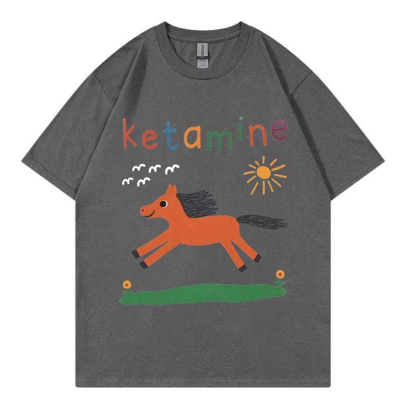 Maglietta Meme Cavallo Ketamina Divertente Uomo Donna Abbigliamento Harajuku Y2k Manica Corta T-shirt Moda Estiva Casual Cotone T-shirt